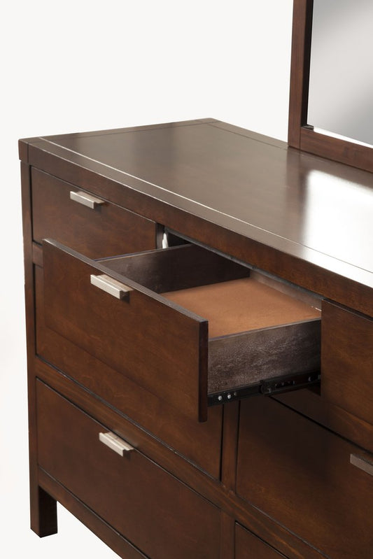 36" Brown Solid Wood Six Drawer Chest