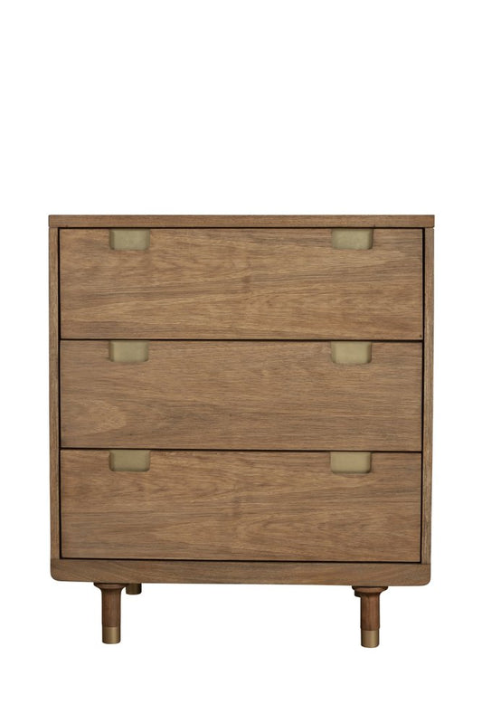33" Brown Solid Wood Three Drawer Dresser