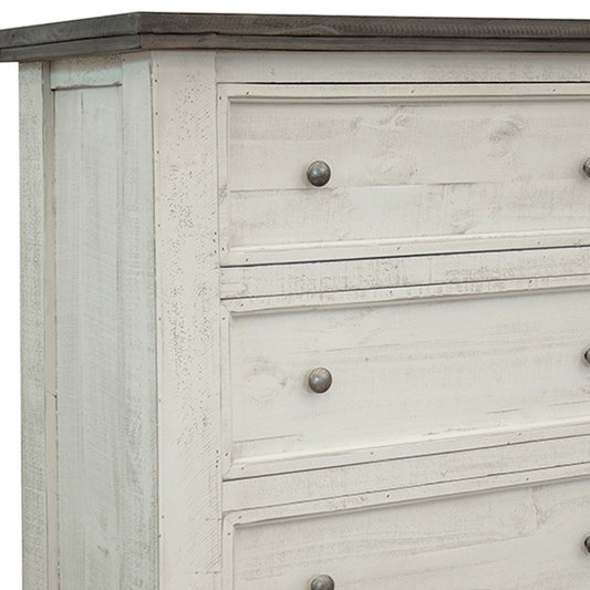 39" Gray And Ivory Solid Wood Four Drawer Dresser