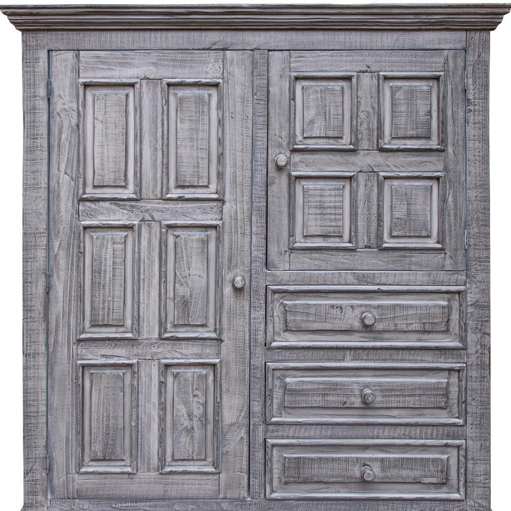 69" Gray Solid Wood Six Drawer Triple Dresser
