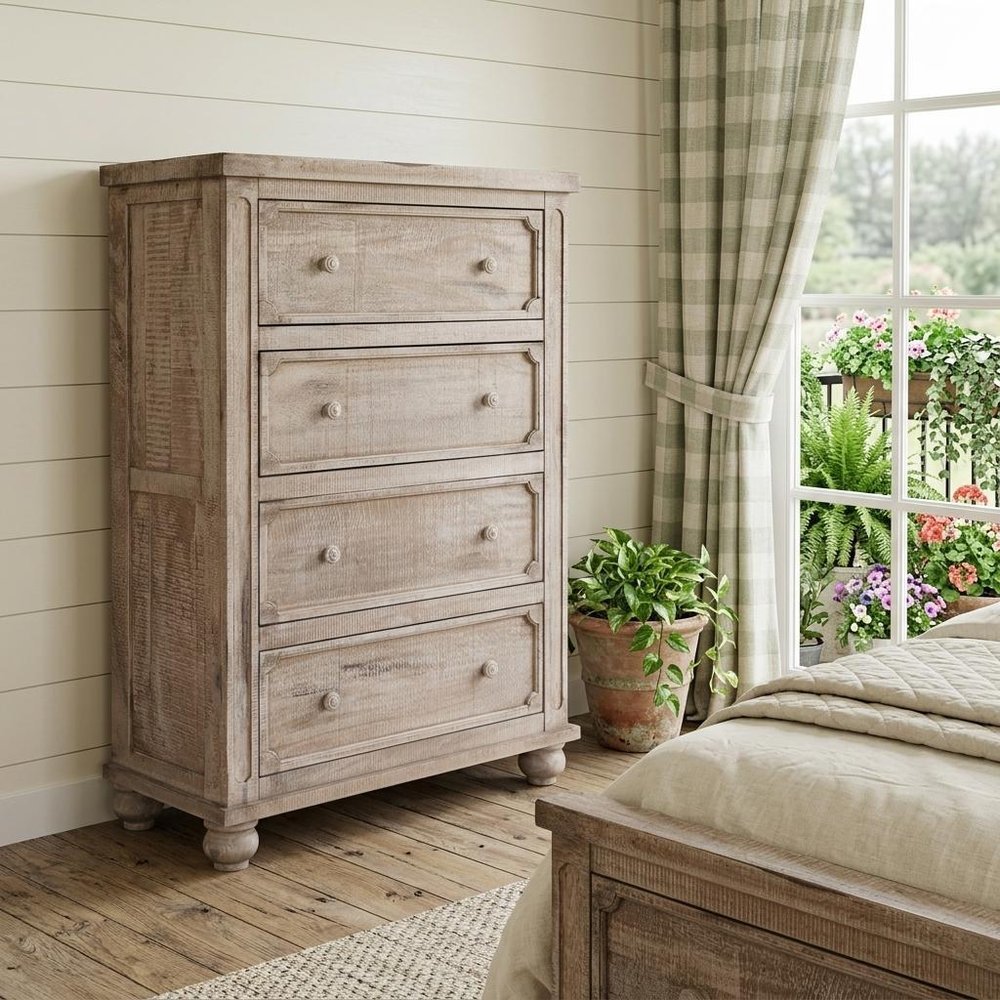 70" Natural Solid Wood Six Drawer Double Dresser