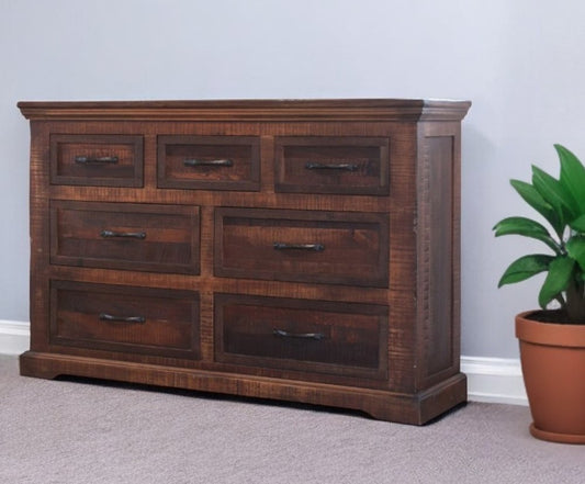 37" Brown Solid Wood Three Drawer Chest