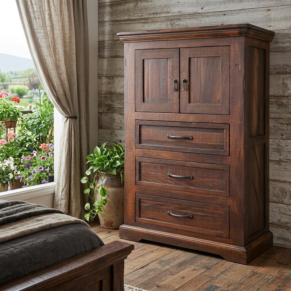 61" Brown Solid Wood Seven Drawer Double Dresser