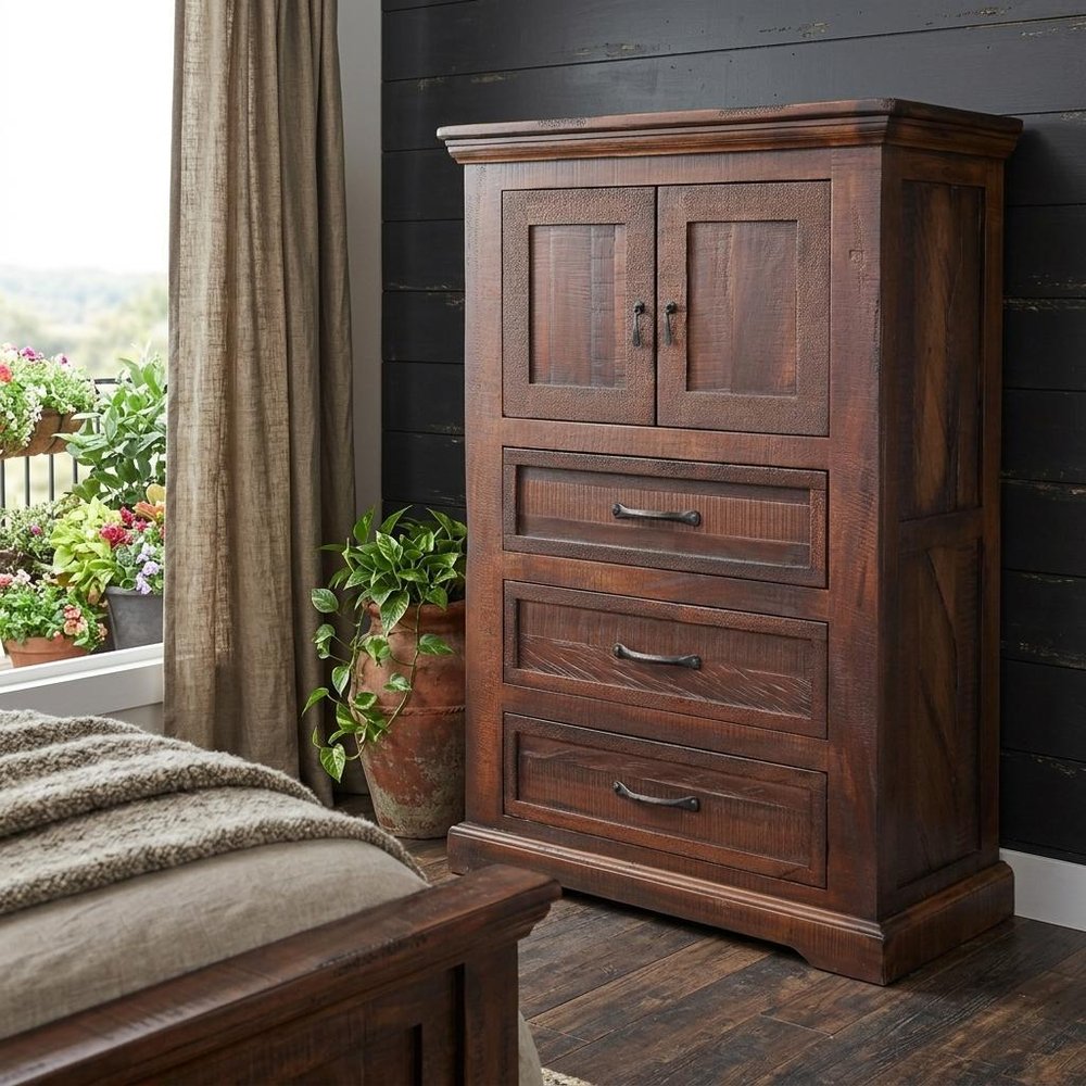 61" Brown Solid Wood Seven Drawer Double Dresser
