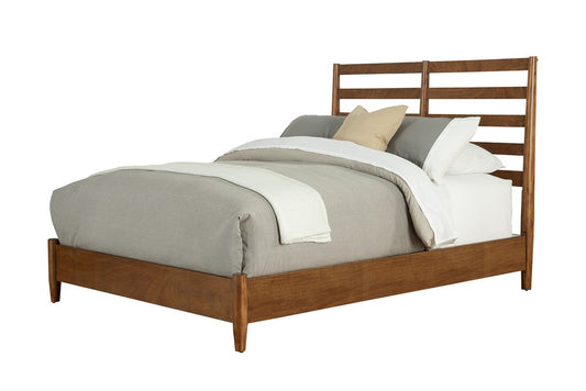 Brown Slat Back Solid Wood King Bed Frame