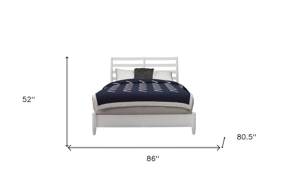 White Slat Back Solid Wood King Bed Frame
