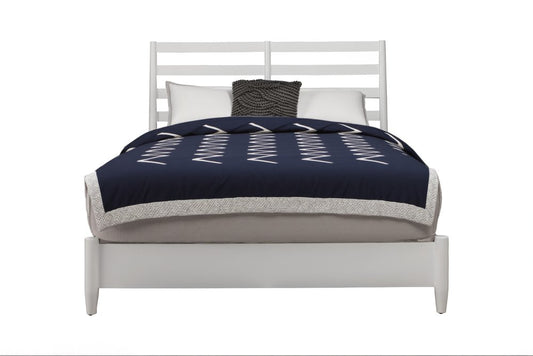 White Slat Back Solid Wood King Bed Frame