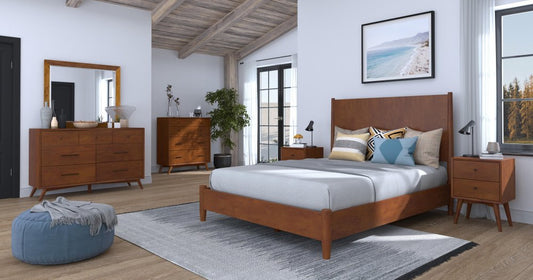 Brown Solid Wood Queen Bed Frame