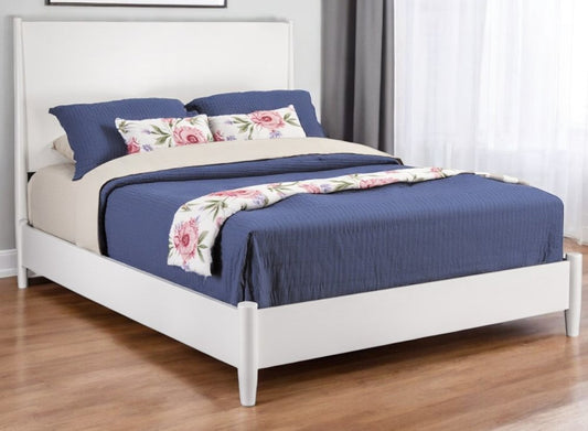 White Solid Wood Queen Bed Frame