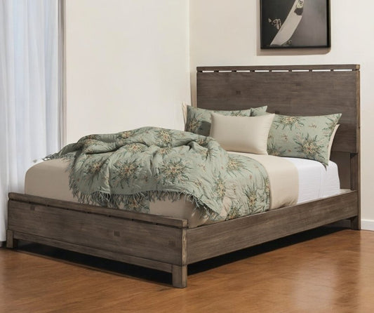 Gray Distressed Solid Wood Full Bed Frame
