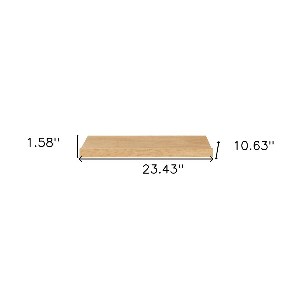 23" Oak Wood Wall Mounted Floating Shelf