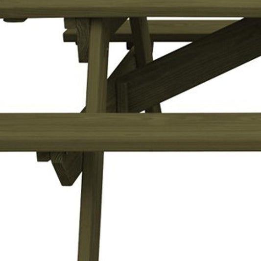 Green Solid Wood Outdoor Picnic Table Umbrella Hole