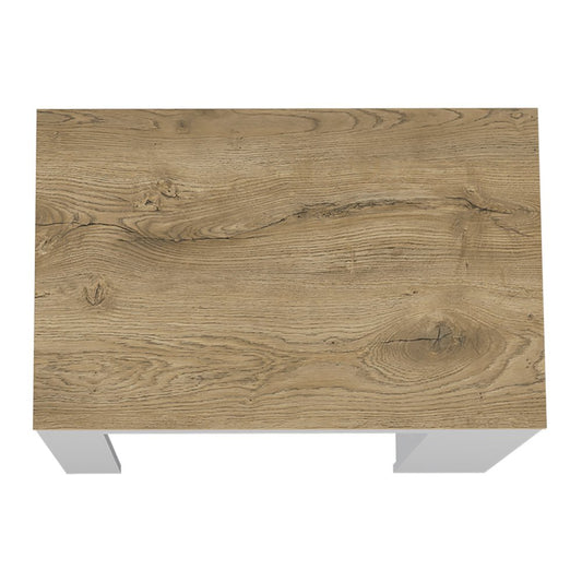 36" Oak and White Wood Kitchen Island With Storage