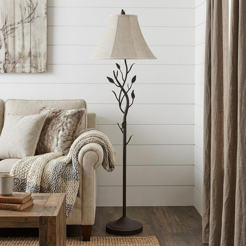 62" Grey Traditional Shaped Floor Lamp With Brown Bell Shade