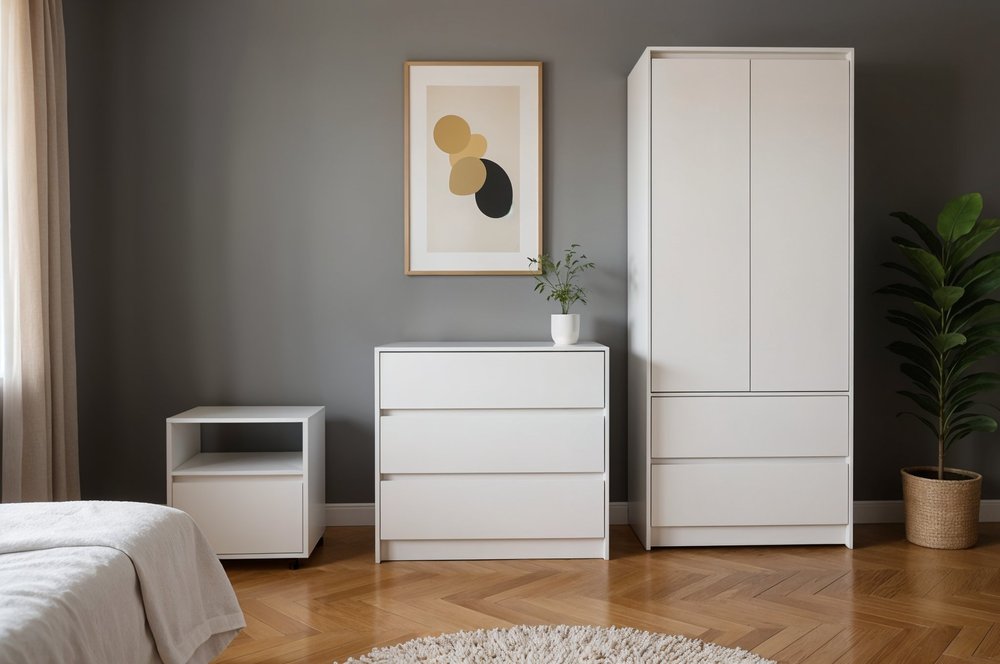 Three Piece White Bedroom Set
