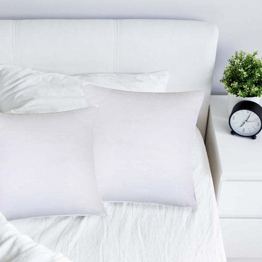 Set of Two Microfiber Down Alternative Medium Hypoallergenic European Size Bed Pillows