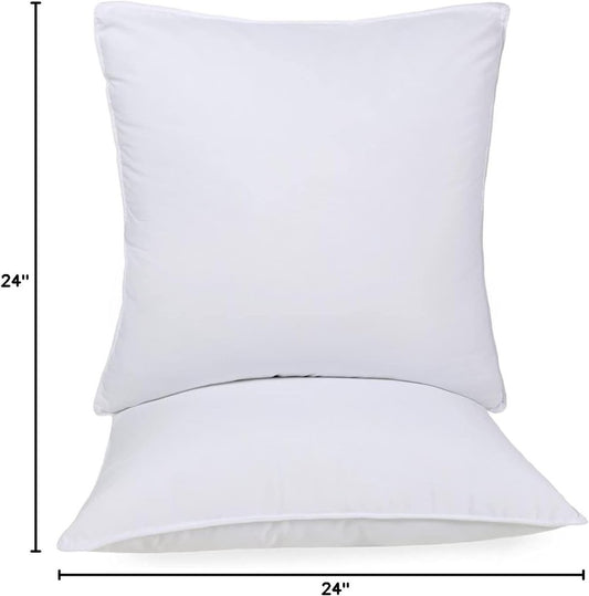 Set of Two Microfiber Down Alternative Medium Hypoallergenic European Size Bed Pillows