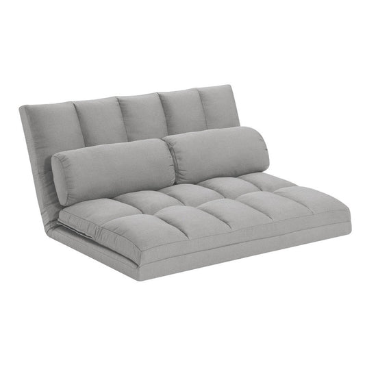 45" Gray Futon Convertible Sleeper Loveseat and Toss Pillows