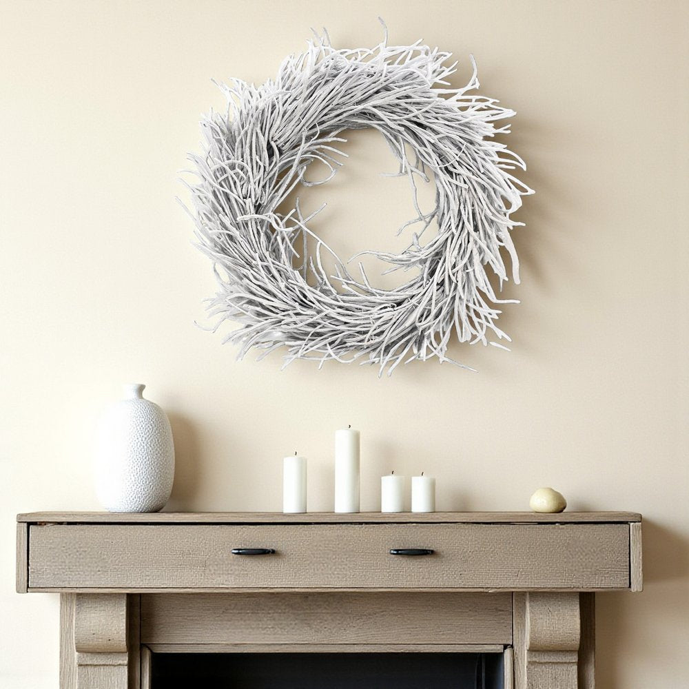 28" White Willow Dried Wreath