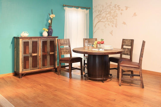 49" Brown Solid and Manufactured Wood Distressed Buffet Table