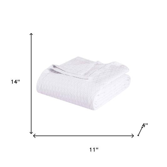 King White Cotton Geometric Blanket