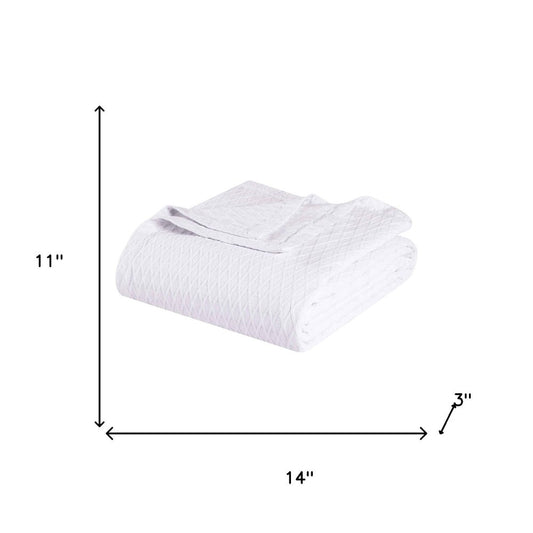 Twin White Cotton Geometric Blanket