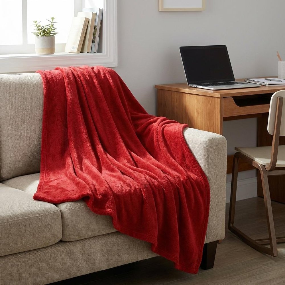 50" X 60" Red Fleece Plush Throw Blanket