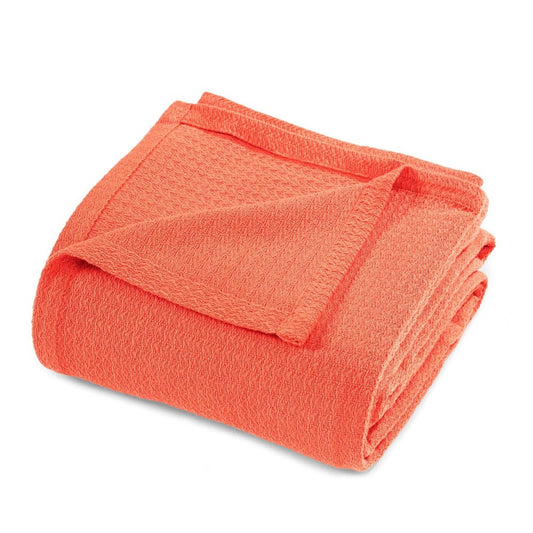 Queen Coral Cotton Waffle Weave Blanket