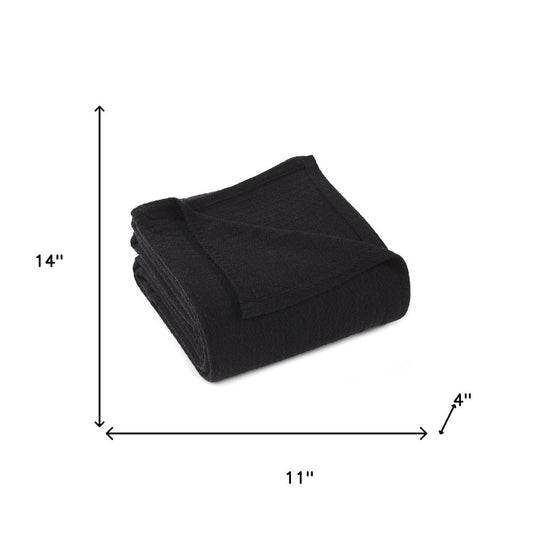 King Black Cotton Waffle Weave Blanket