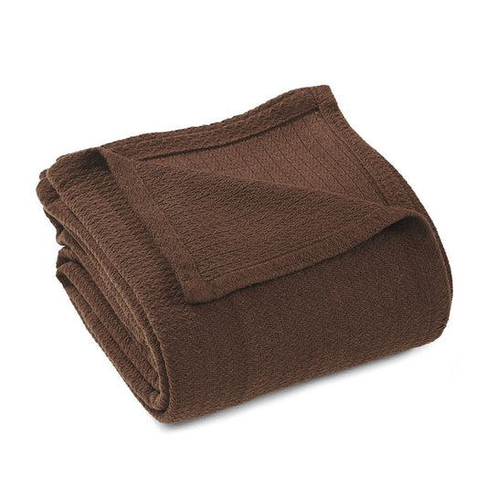 King Chocolate Cotton Waffle Weave Blanket