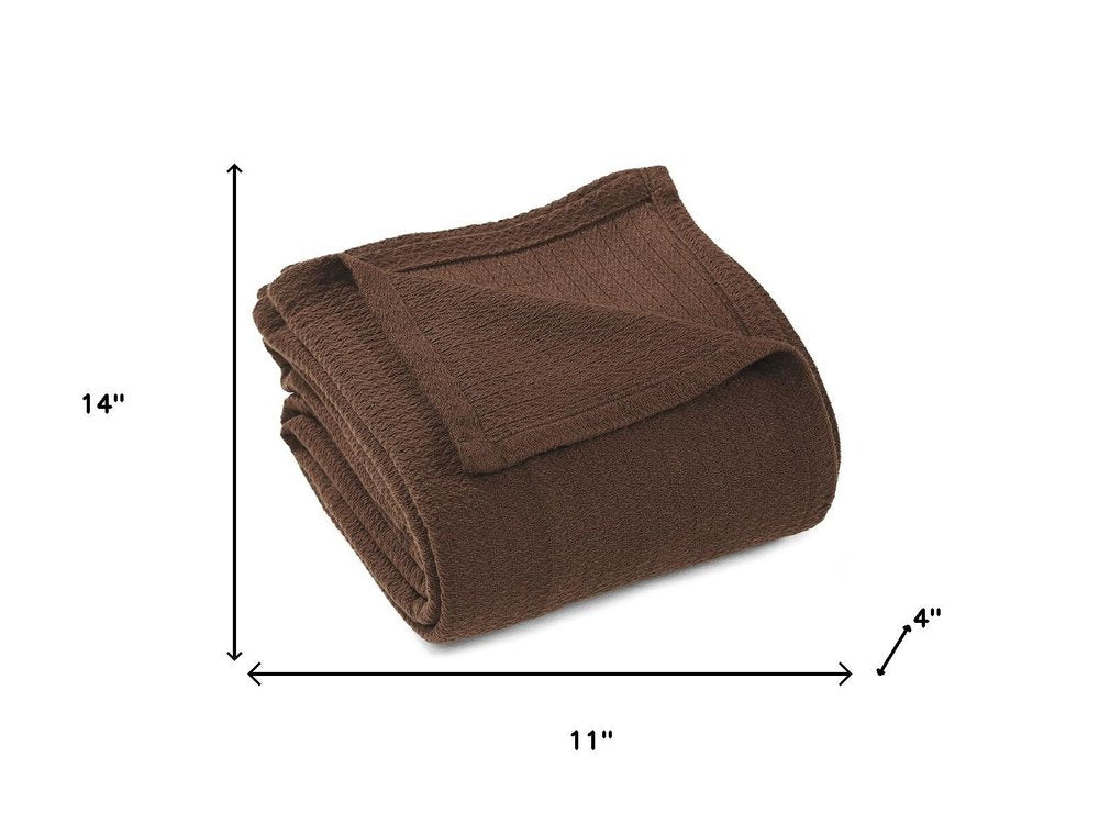 King Chocolate Cotton Waffle Weave Blanket