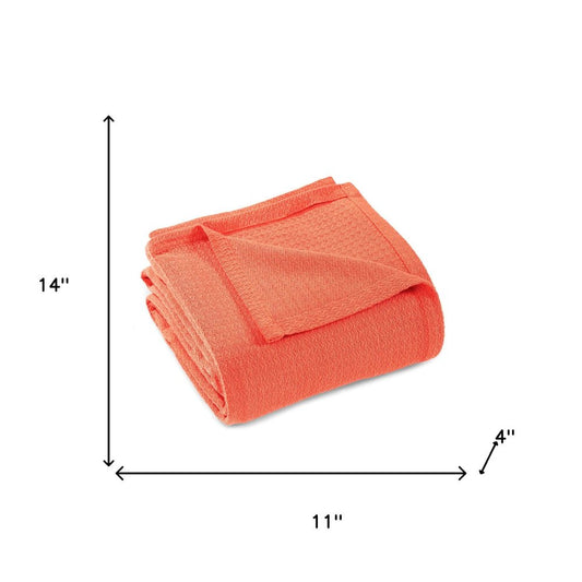 King Coral Cotton Waffle Weave Blanket