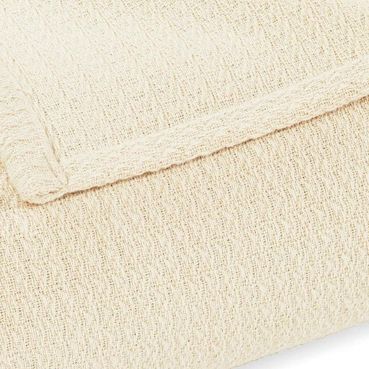 King Ivory Cotton Waffle Weave Blanket