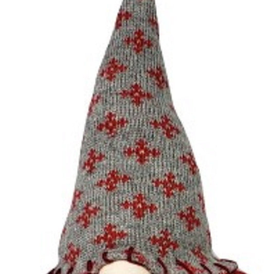 20" Red Gray And White Fabric Christmas Santa Standing Gnome
