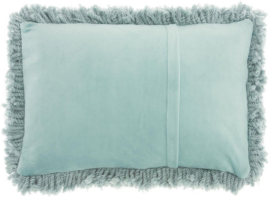 14" X 20" Celadon Shag Lumbar Throw Pillow