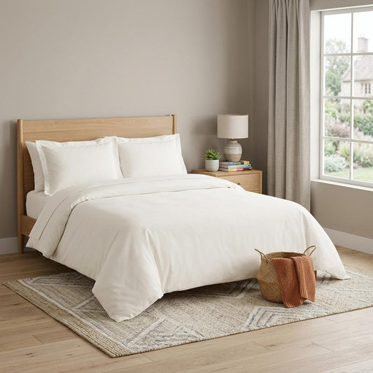 Ivory Queen Cotton Blend Washable Duvet Cover Set