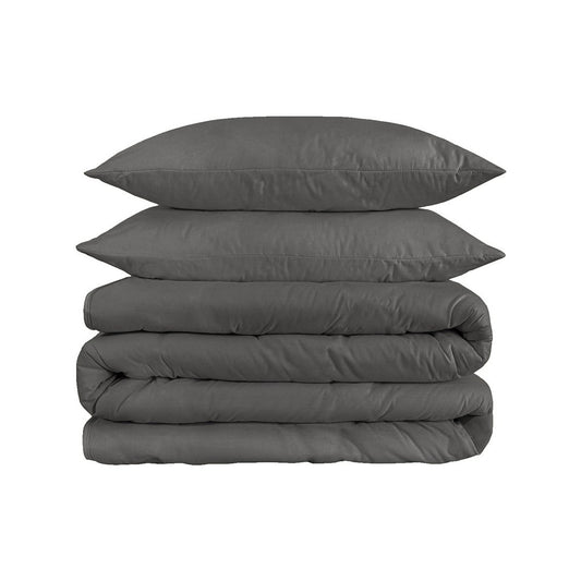 Charcoal Queen Cotton Washable Duvet Cover Set