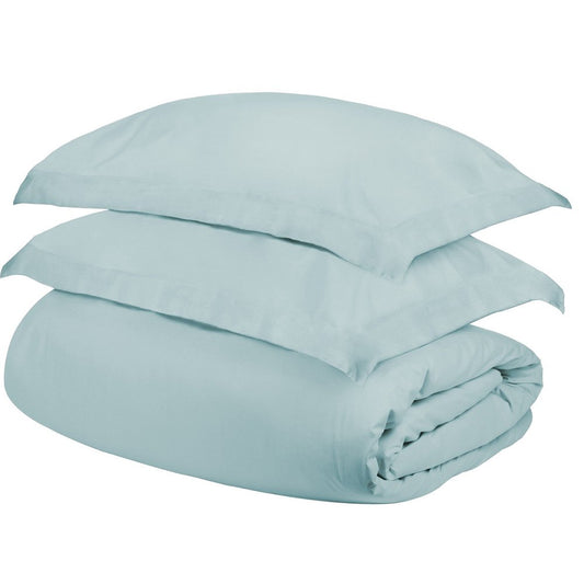 Light Blue Queen Cotton Washable Duvet Cover Set