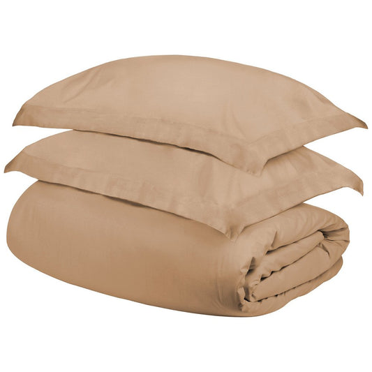 Beige King Cotton Washable Duvet Cover Set