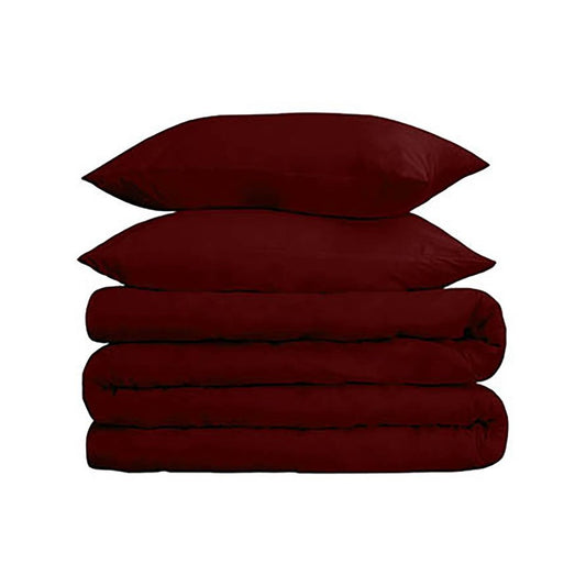 Burgundy Twin Cotton Washable Duvet Cover Set