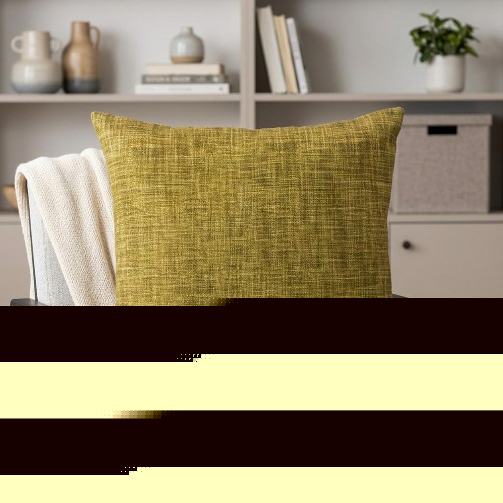 18" Green Weave Cotton Throw Pillow