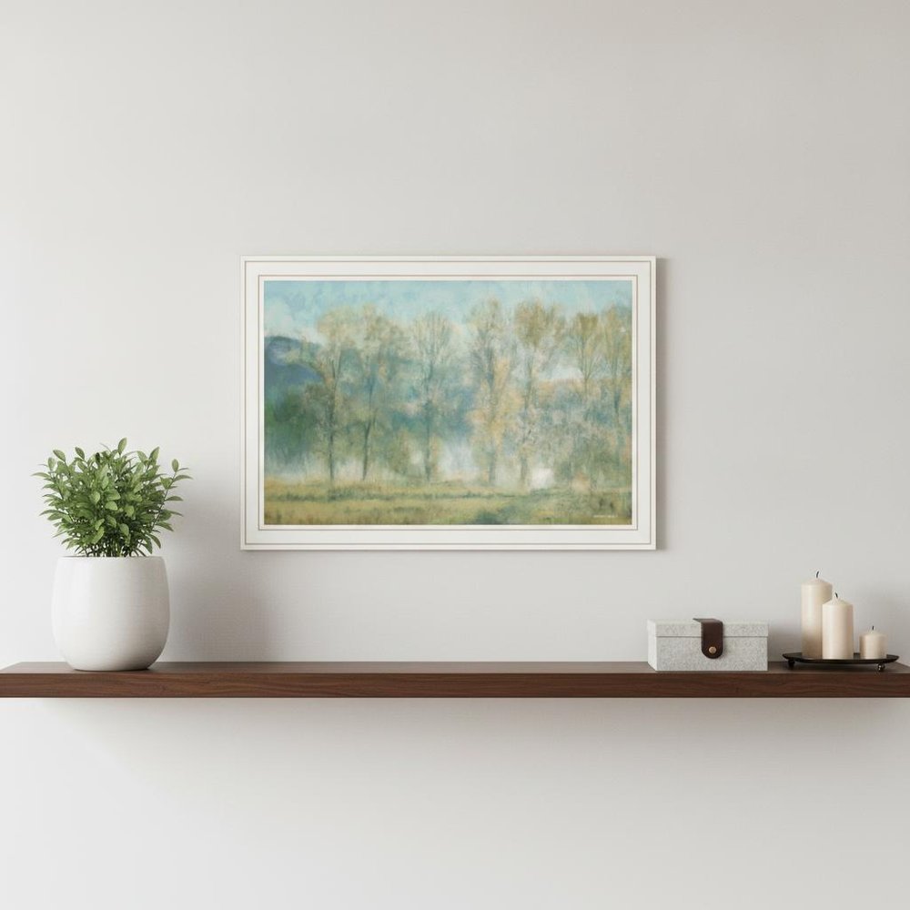 Peaceful Tree Line Black Framed Print Wall Art