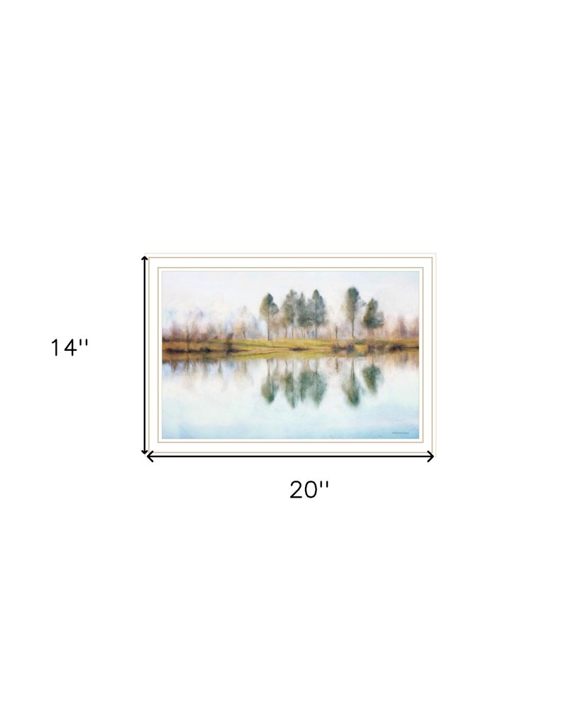 Lake Reflections White Framed Print Wall Art