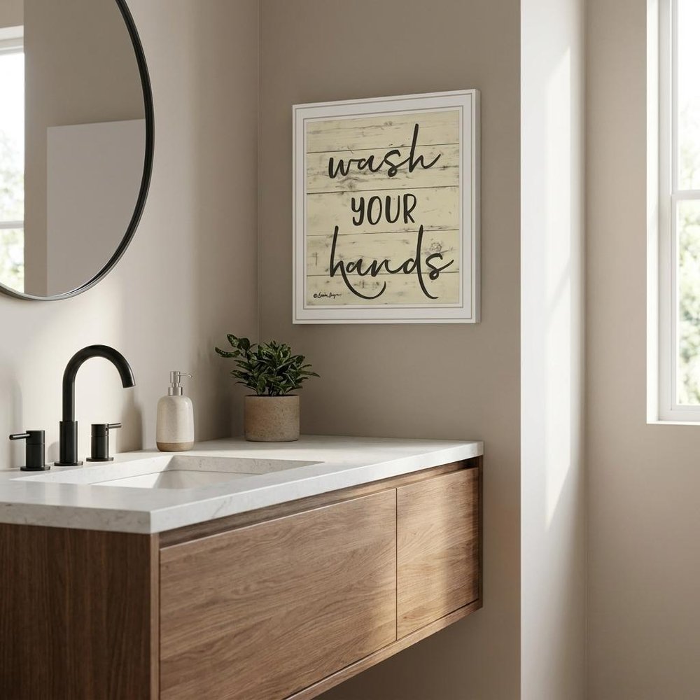 Wash Your Hands Black Framed Print Bathroom Wall Art
