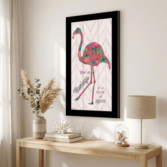 Be A Flamingo Black Framed Wall Art