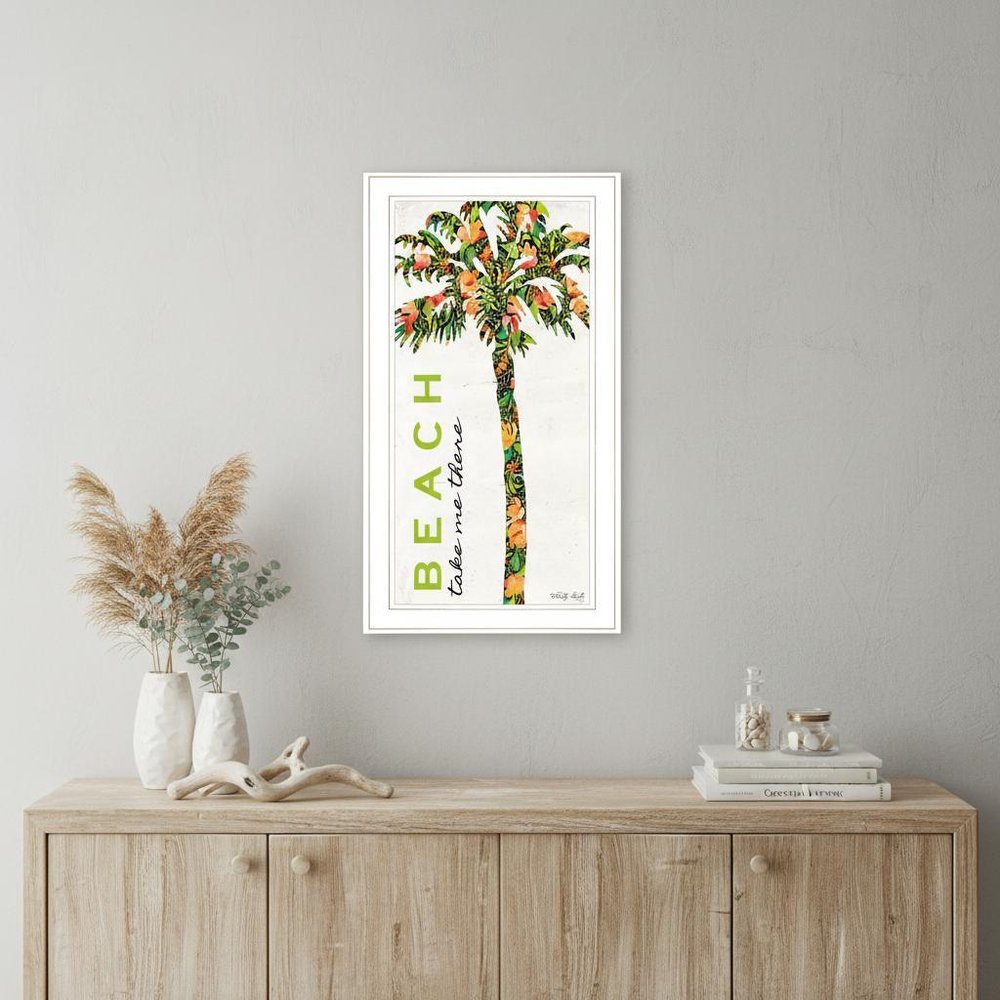 Beach Take Me There White Framed Print Wall Art