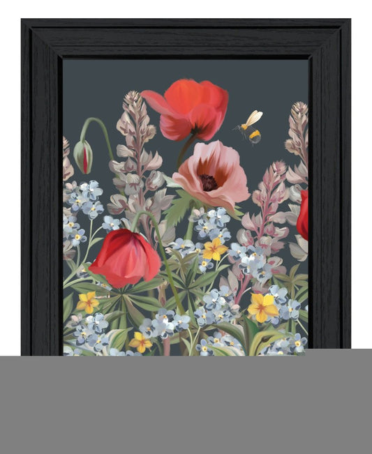 Summer Garden Buzz Black Framed Print Wall Art