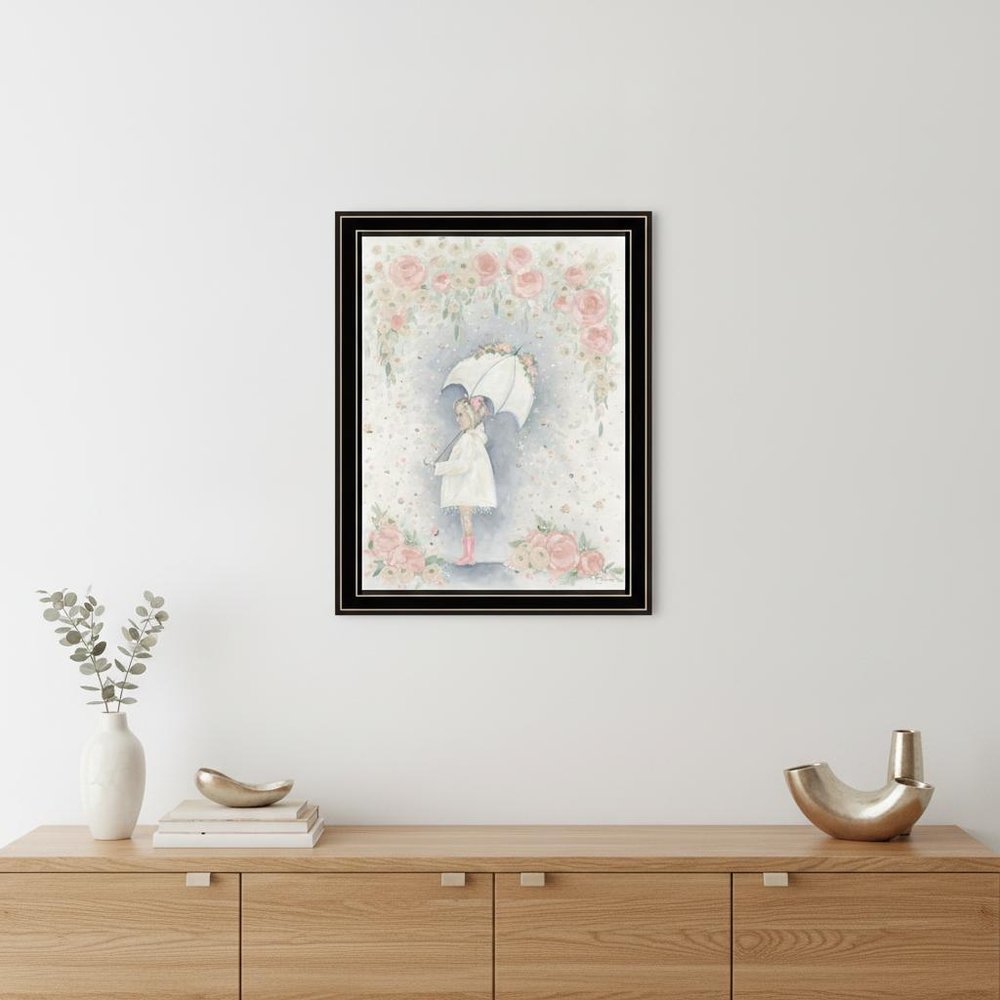 Georgia In The Rain Black Framed Print Wall Art