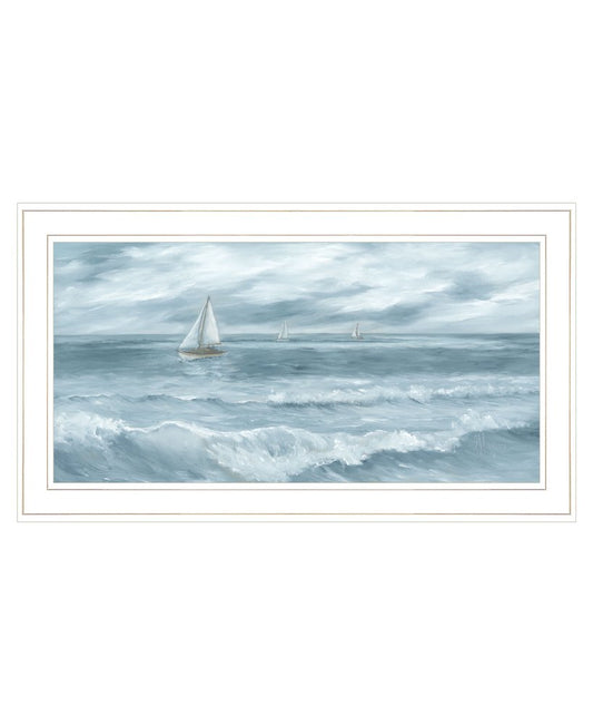 Three Sailboats White Framed Print Wall Art