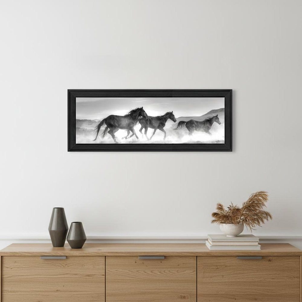 Horses Rolling By Black Framed Print Wall Art